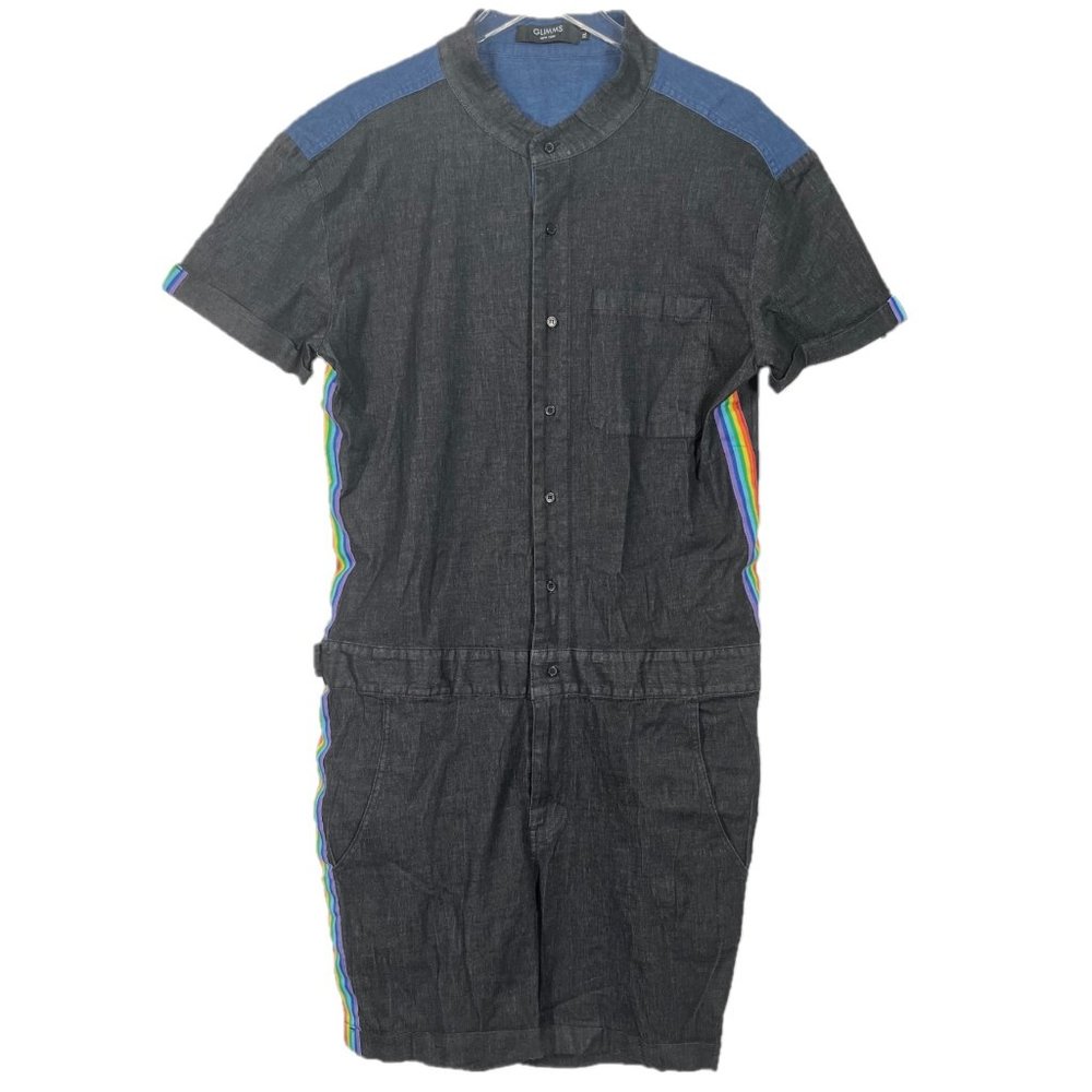 Glimms New York Denim Romper Jumpsuit Short Sleeve Shorts Size XL